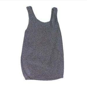 90’s Vintage Silver metallic stretchy mesh top